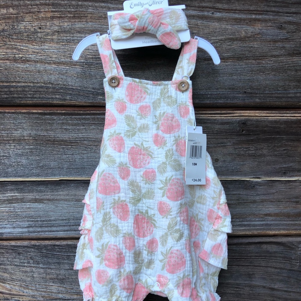 Charming Pink Strawberry Kids Bodysuit